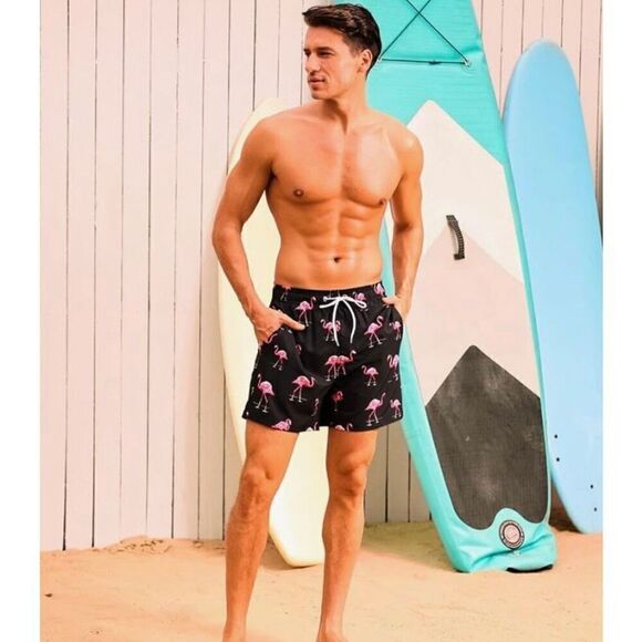 UNBRANDED -🎉HP x 3🎉 NWOT - M Sz Med Flamingo Board Shorts/Swim Trunks/Mesh Liner - Picture 7 of 14